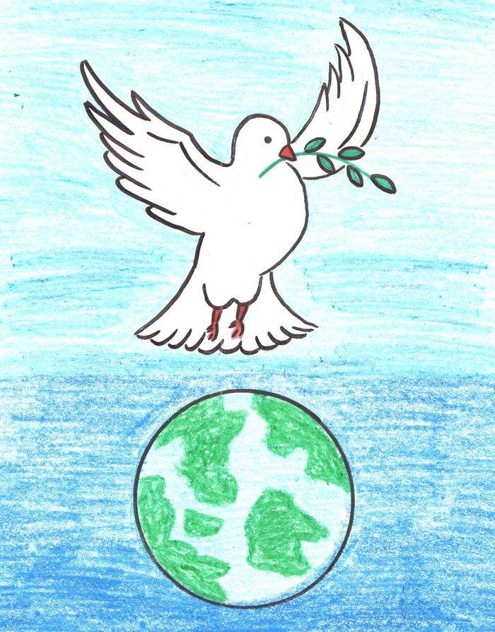 Голубь мира в рисунках для детей