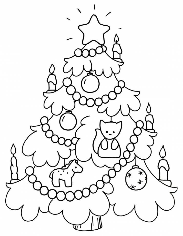 Хоровод наряженная елка елка с игрушками Раскраска зима