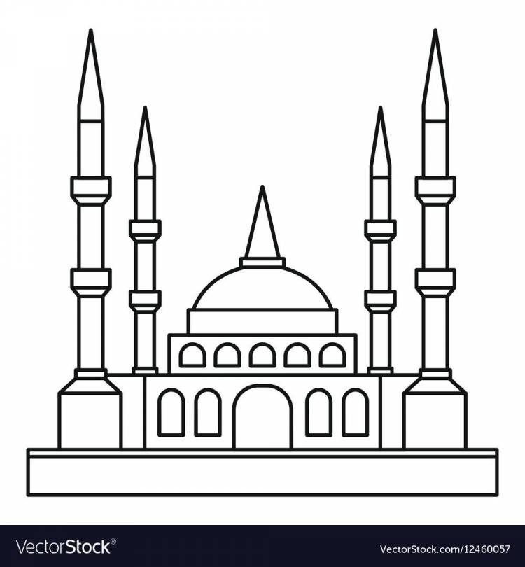 Рисунок мечети карандашом