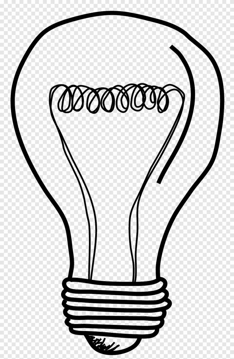 иллюстрация лампочки, рисунок лампы накаливания, каракули, белый, текст png