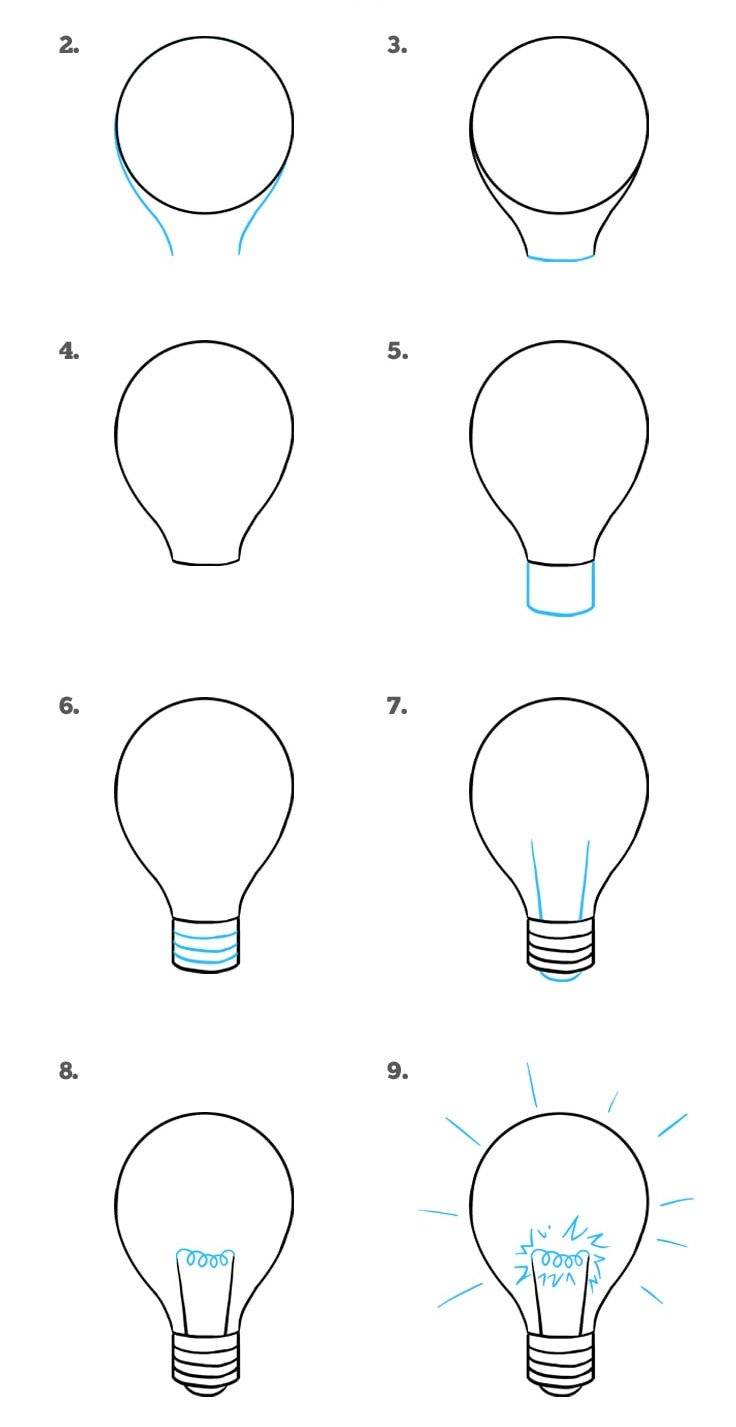 Как нарисовать лампочку 
