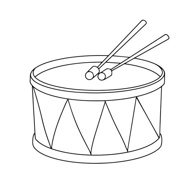 Барабан в стиле каракулей музыкальный инструмент векторная иллюстрация