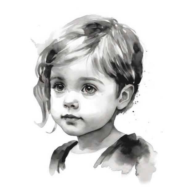 Рисунок девушки с черно-белым изображением девушки