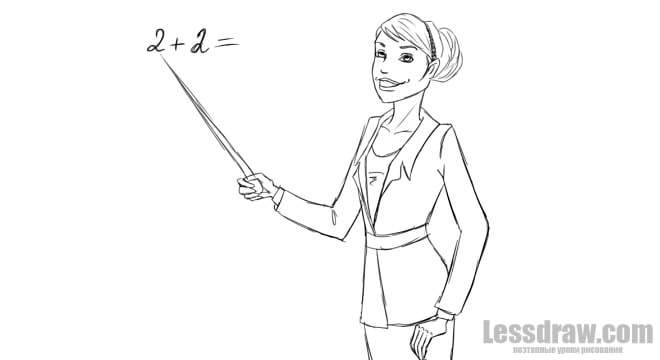 Как нарисовать учительницу карандашом