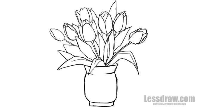 Как нарисовать вазу с цветами на