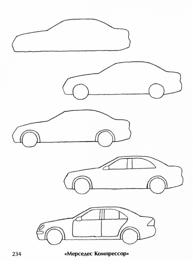 Рисунки машины карандашом для начинающих