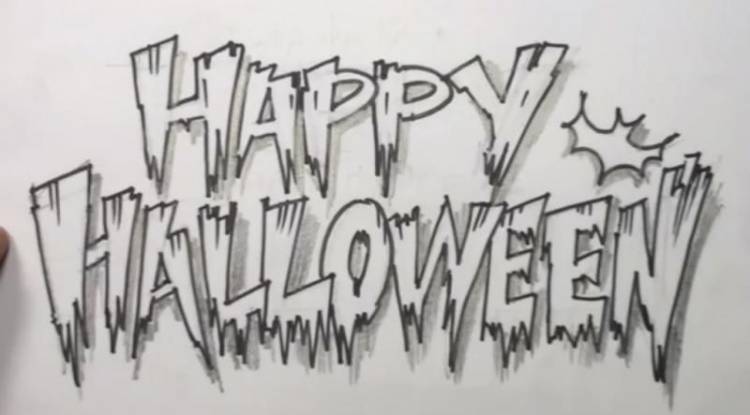 Как нарисовать слово Happy Halloween поэтапно