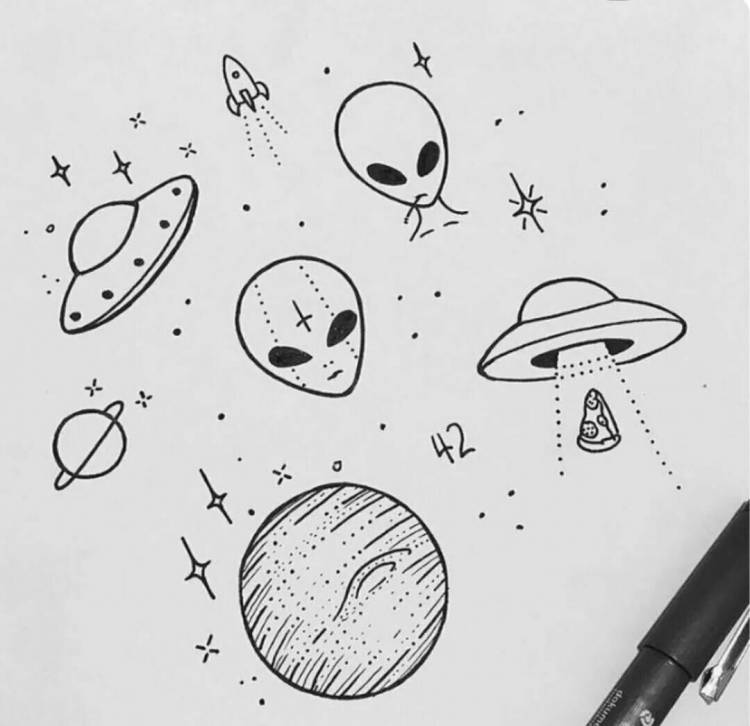Маленькие рисунки для срисовки космос