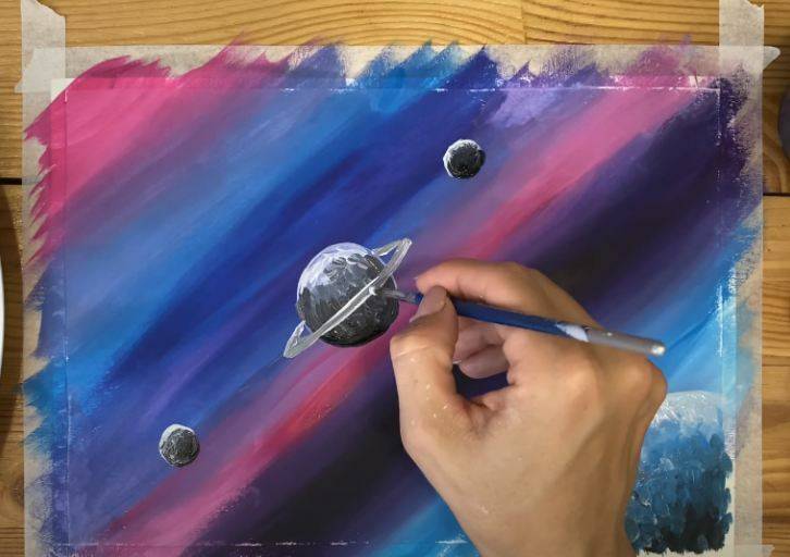 Как нарисовать космос гуашью для начинающих