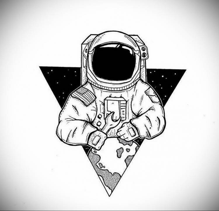 Рисунки для срисовки черно белые космос