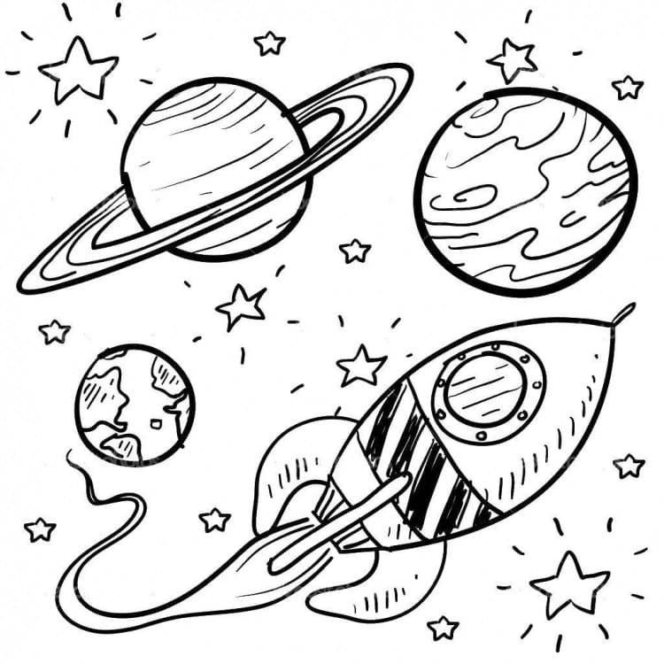 Картинки космоса и планет карандашом 