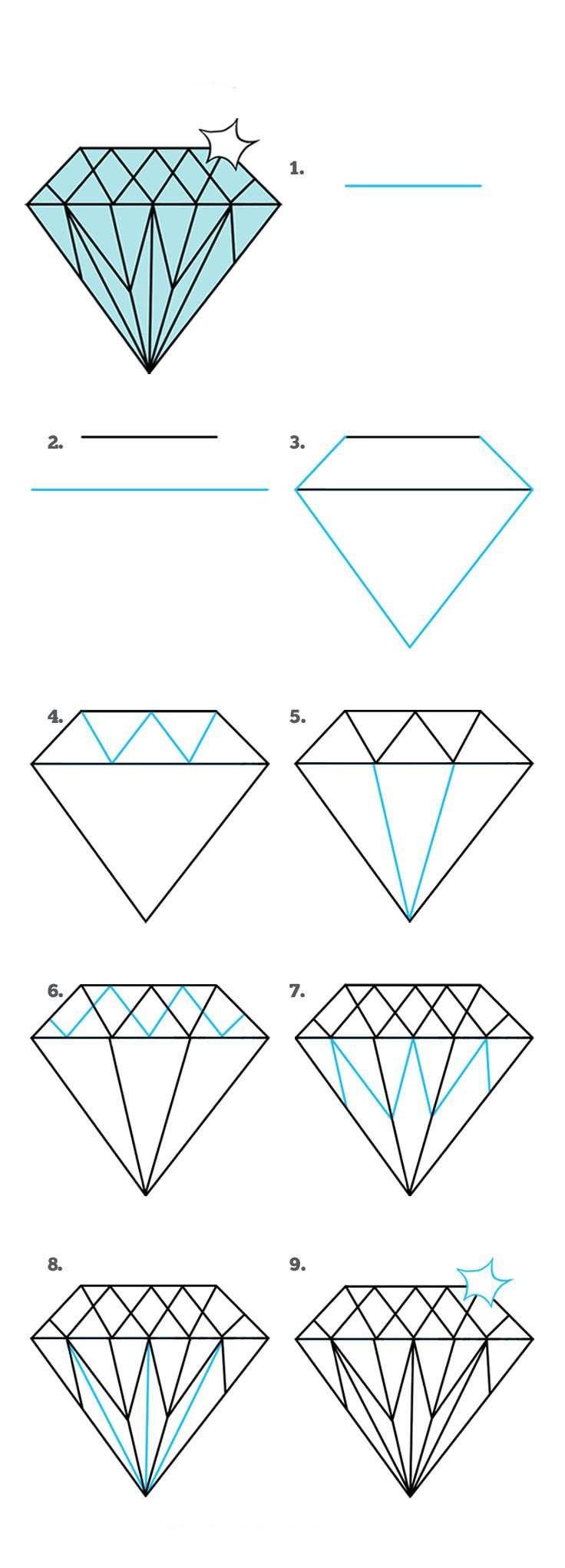 Как нарисовать алмаз 