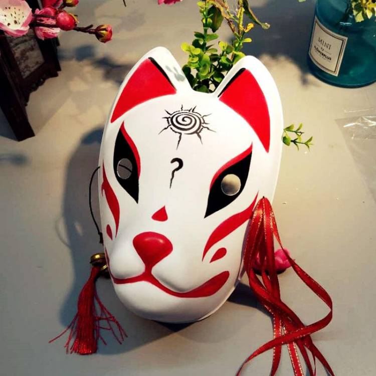Scione японские маски лисы анфас ручная роспись стиль ПВХ лиса кошка маска Кабуки кицунэ аниме маска