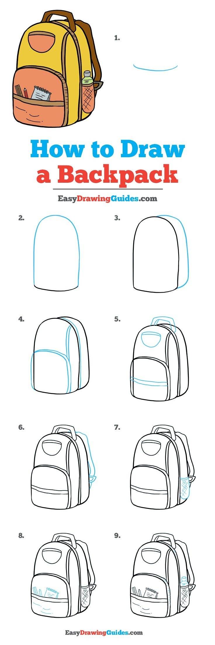 Рюкзак рисунок для детей поэтапно