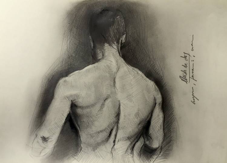 Человек со спины рисунок карандашом
