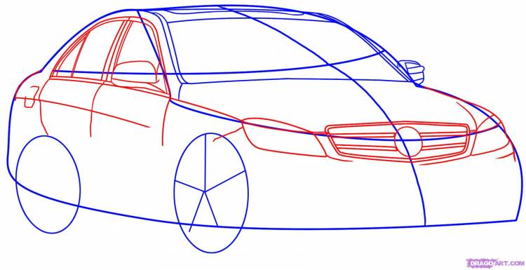 Как нарисовать автомобиль Mercedes-Benz поэтапно