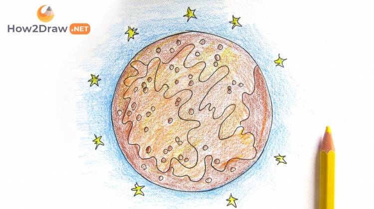 Как нарисовать планету Меркурий красками, карандашами и фломастерами