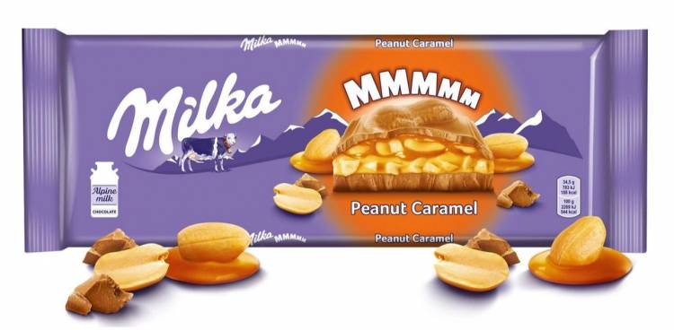 Шоколад молочный Milka с карамельной начинкой с арахисом и арахисовой начинкой с воздушным рисом