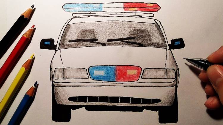 How to draw a POLICEMAN CAR in stages