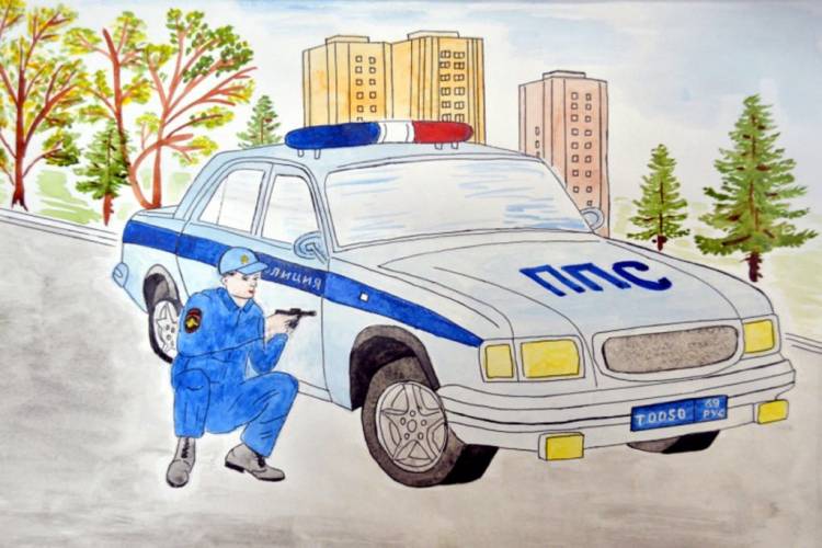 Рисунок на день полиции машины 