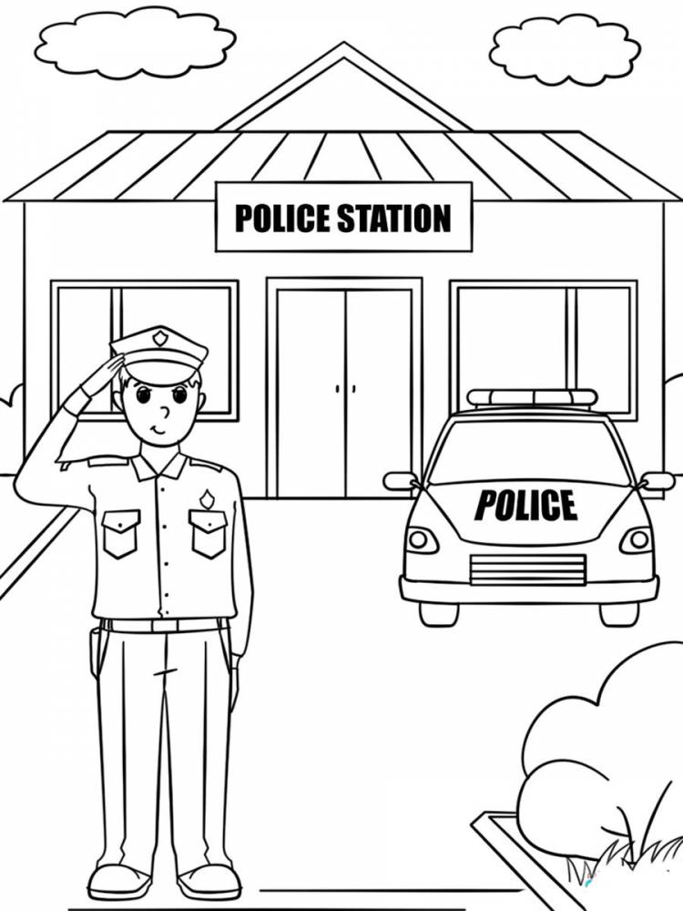Рисунок полицейского раскраска 