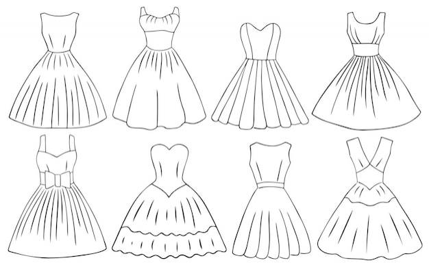 Набор платьев в стиле каракули женские платья в стиле ретро простые эскизы