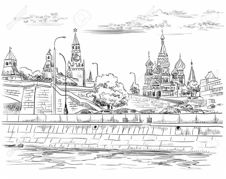 Москва река рисунок