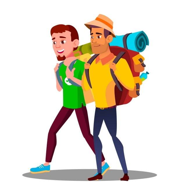 два парня друзья подросток собирается в поход с рюкзаками вектор изолированных иллюстрация PNG , друзья клипарт, пеший туризм, Путешествовать PNG картинки и пнг рисунок для бесплатной загрузки