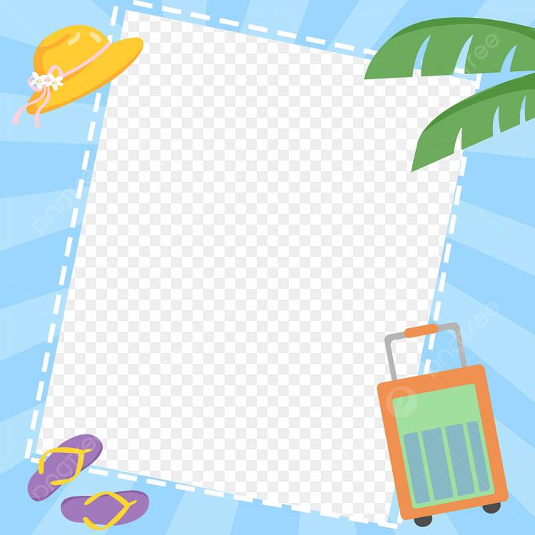 Рисованные летние каникулы фото рамка декоративная кайма PNG , лето, Летний день, туризм PNG картинки и пнг PSD рисунок для бесплатной загрузки