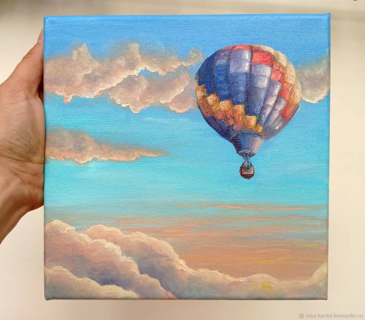 Картина Воздушный шар масло на холсте, путешествие на воздушном шаре в интернет