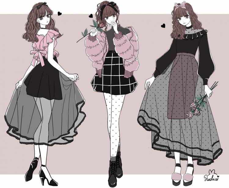Женская одежда рисунки аниме 
