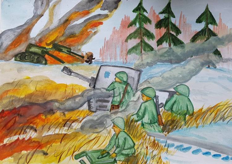 Рисунок на военную тему в школу