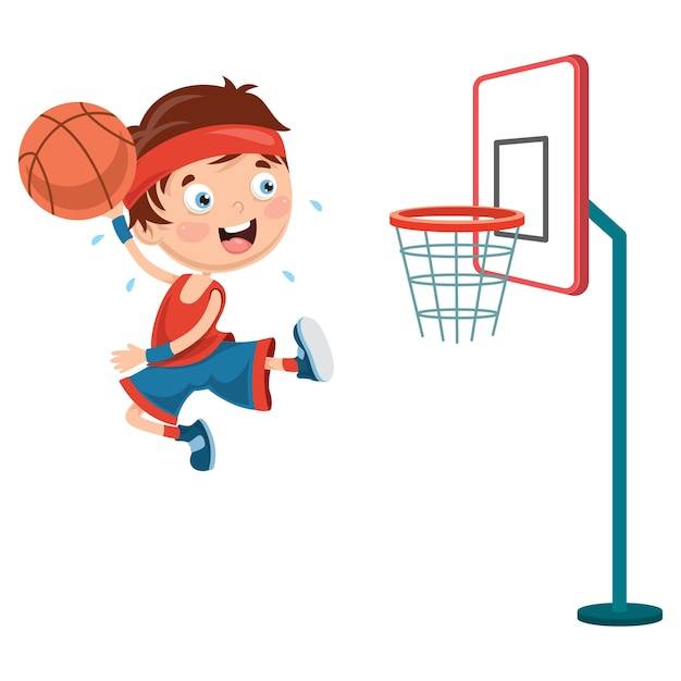 Иллюстрация детей, играющих в баскетбол