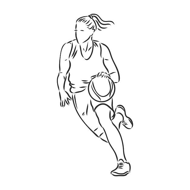 Иллюстрация женский баскетболист баскетболист девушка векторный рисунок