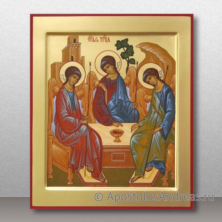 Рукописная икона Троица Рублевская