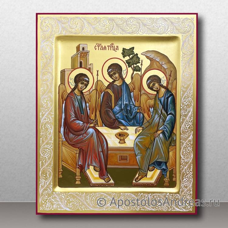 Рукописная икона Троица Рублевская