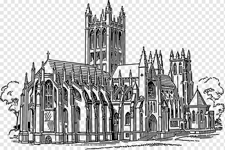 Готическая архитектура, церковь, здание, монохромный, средневековая архитектура png
