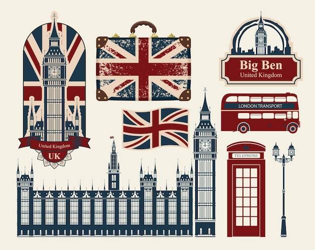 Набор рисунков на тему великобритании и лондона