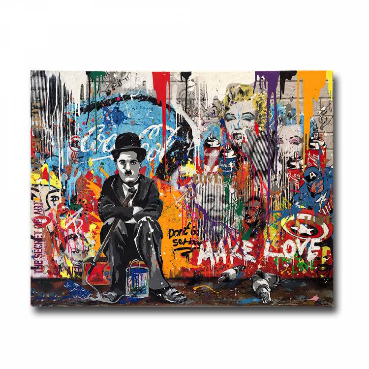 Абстрактная картина в стиле граффити Чаплин, рисунок на холсте, искусство Капитана Америка, Модная современная картина
