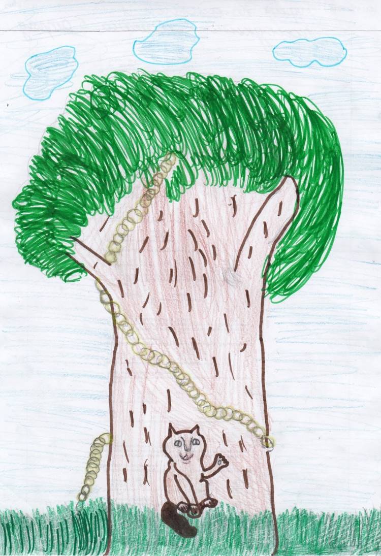 У Лукоморья дуб зеленый для срисовки