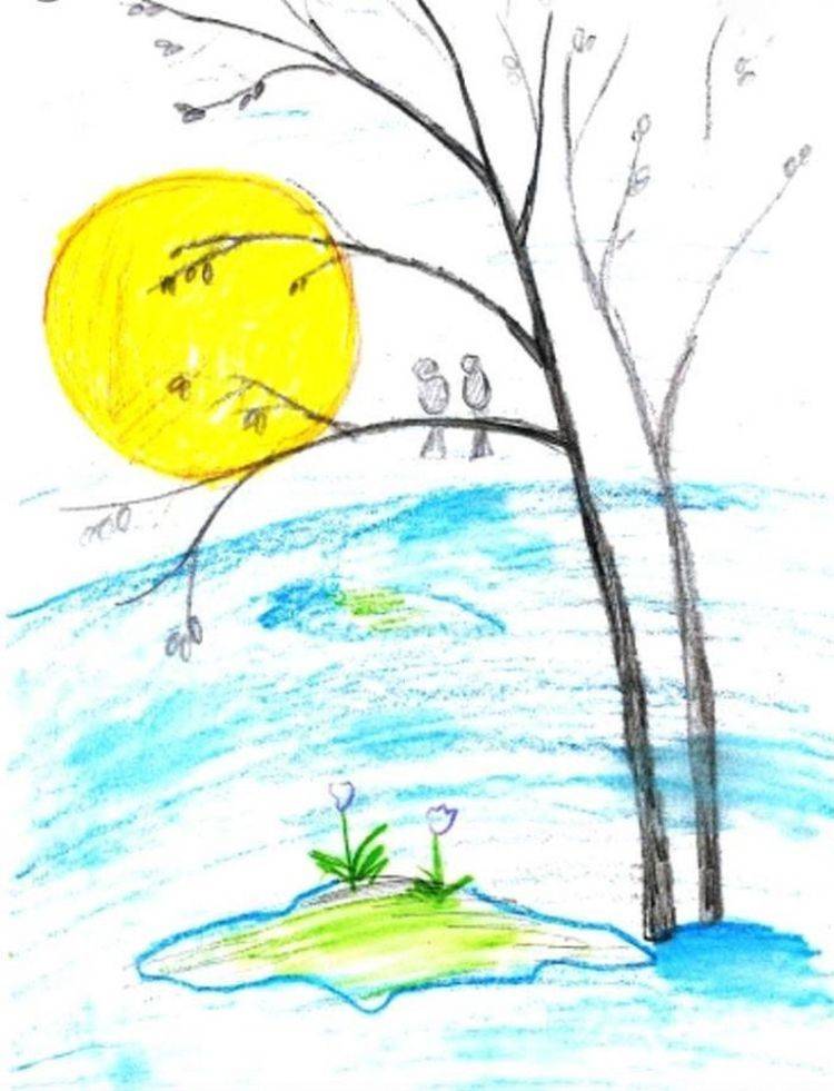 Детские рисунки на тему Весна для
