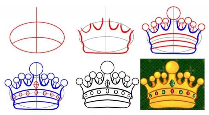 Корона рисунок поэтапно 