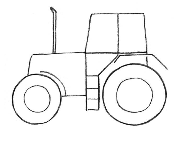 Трактор рисунок детский легкий 