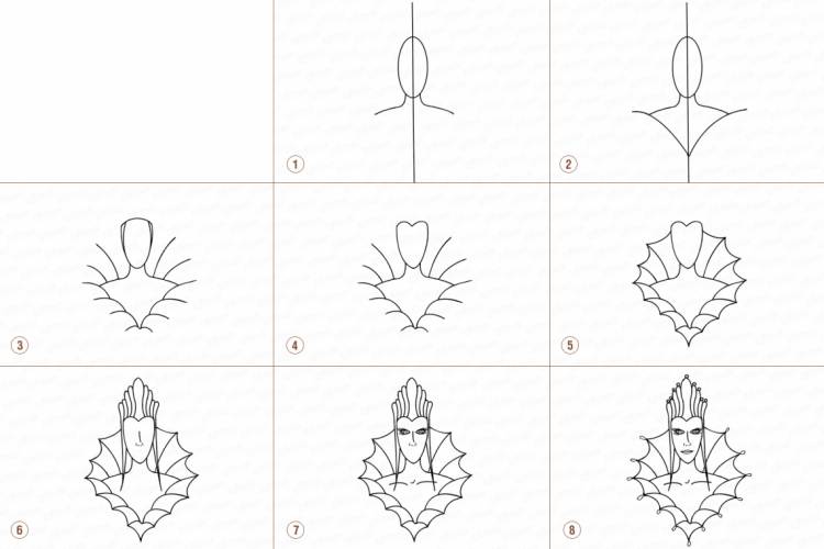 Рисунки снежной королевы для детей поэтапно