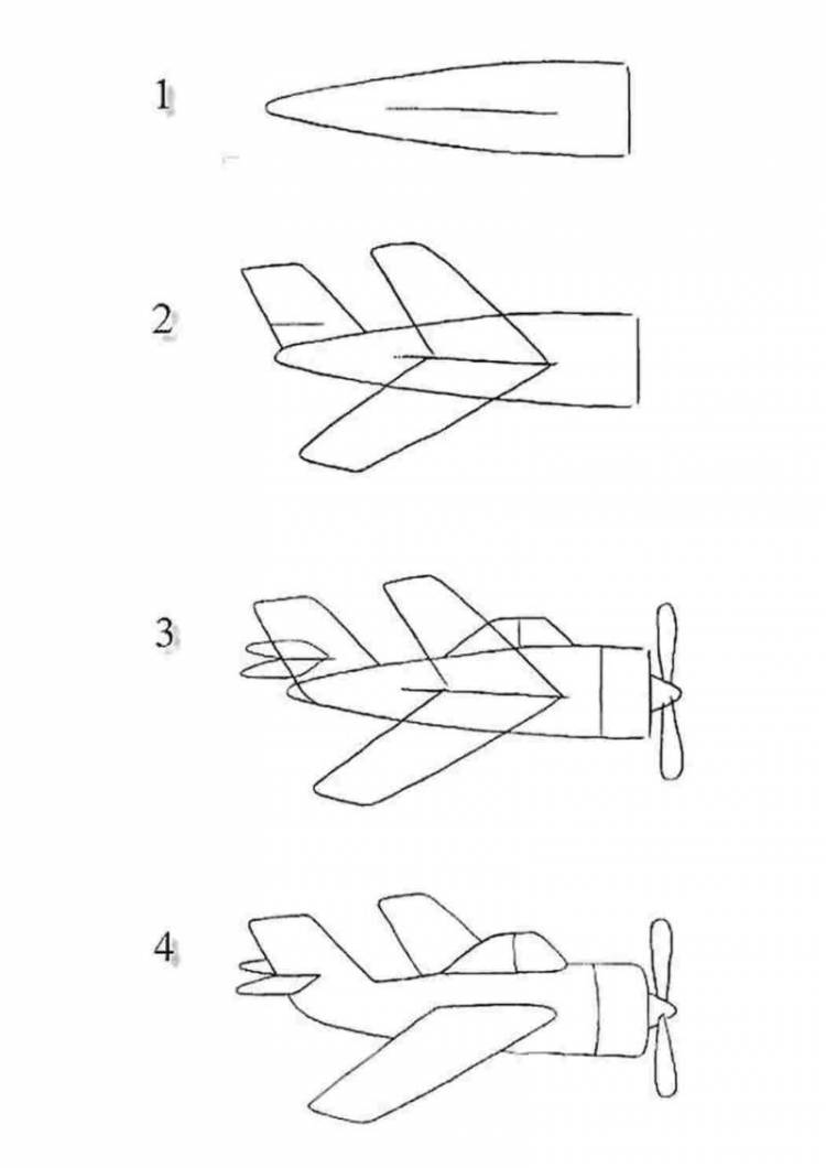 Как нарисовать самолет карандашом и красками