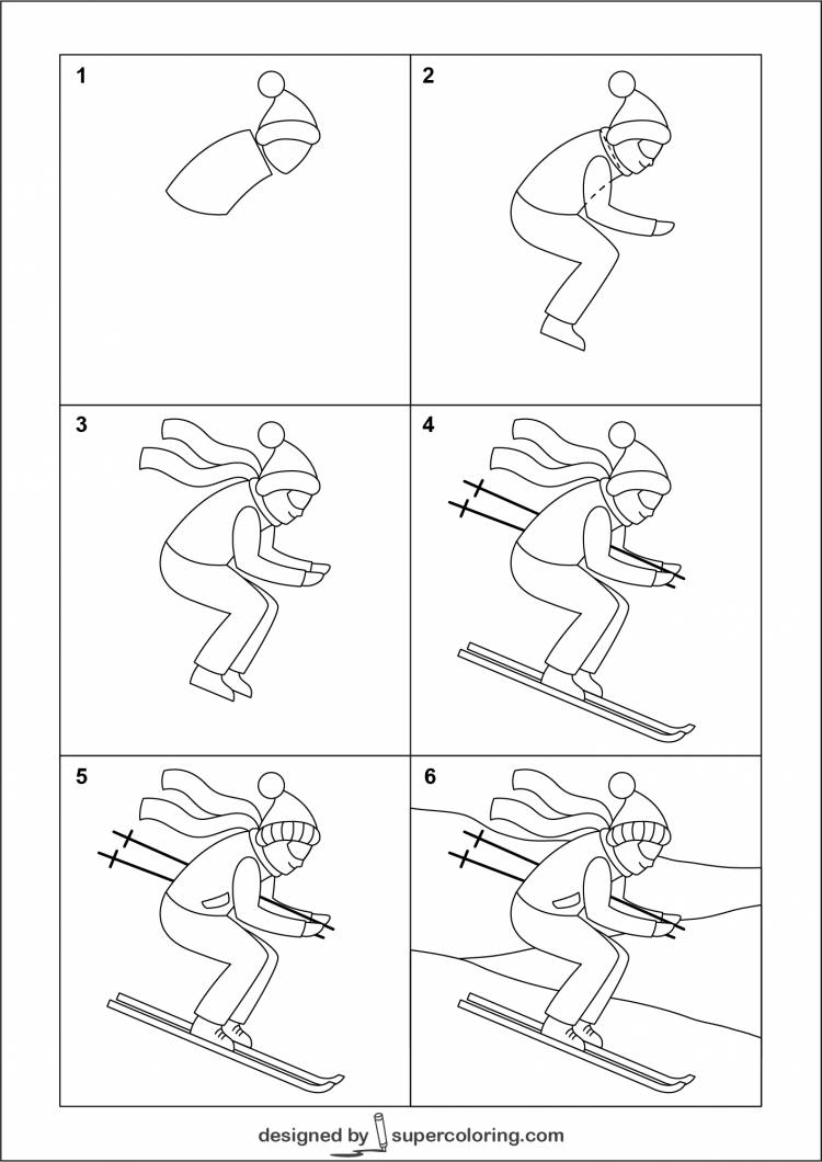 Как легко нарисовать лыжника
