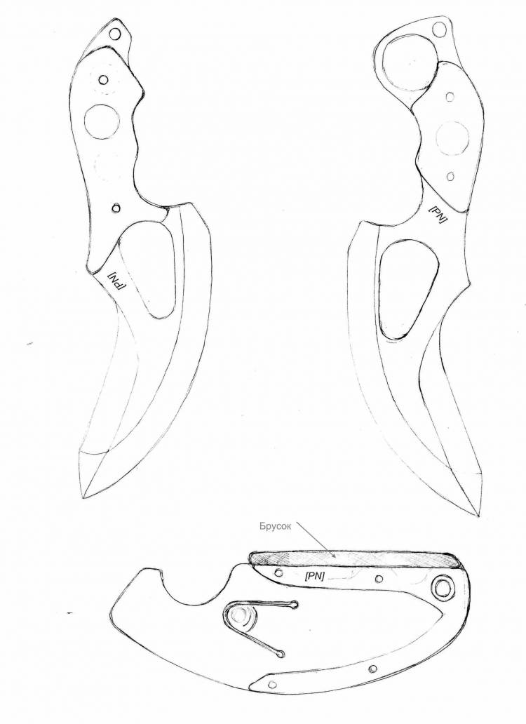 Керамбит рисунок легкий