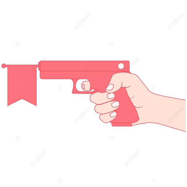 Простой мультяшный вектор рука держит стреляющий игрушечный пистолет с маленьким флагом PNG , Огнестрельное оружие, ружье, палец PNG картинки и пнг PSD рисунок для бесплатной загрузки