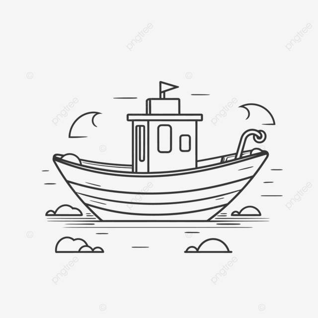 Эскиз лодки в море контурный рисунок вектор PNG , простой рисунок лодки, простой контур лодки, простой эскиз лодки PNG картинки и пнг рисунок для бесплатной загрузки