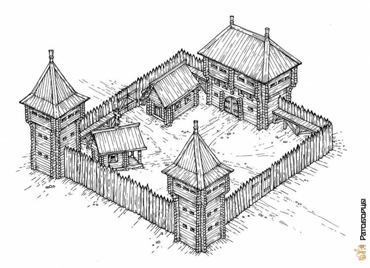 Зарисовка древнерусской крепости